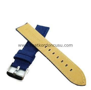 Azzuro Kanvas Tekstil Örme Saat Kordonu 22 MM - LACİVERT