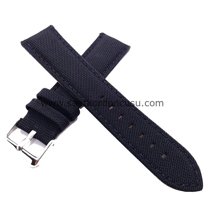 Azzuro Kanvas Tekstil Örme Saat Kordonu 24 MM - SİYAH