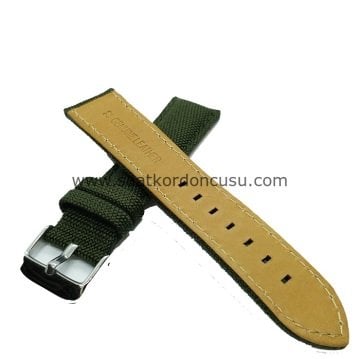 Azzuro Kanvas Tekstil Örme Saat Kordonu 24 MM - YEŞİL