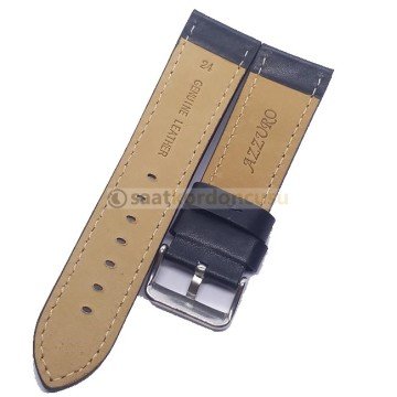 Azzuro Düz Kesim Deri Saat Kordonu LACİVERT - 24 MM