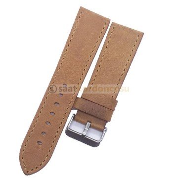Azzuro Düz Kesim Deri Saat Kordonu TABA - 22 MM