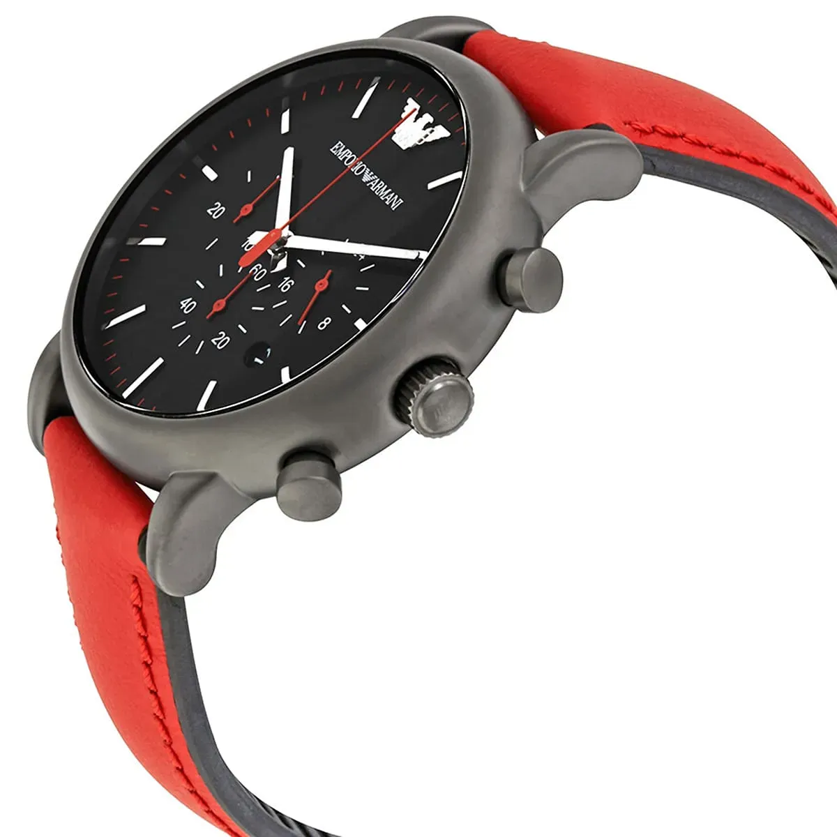 Emporio Armani Ar1971 Uyumlu Kırmızı Deri Saat Kordonu