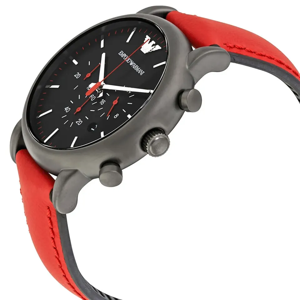 Emporio Armani Ar1971 Uyumlu Kırmızı Deri Saat Kordonu