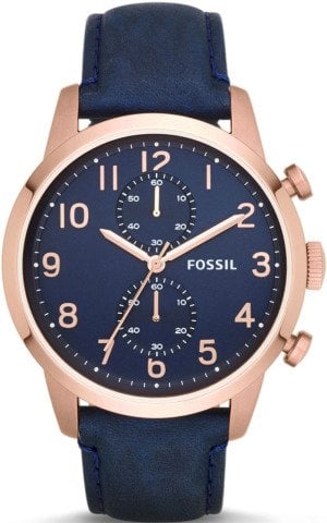 fossil fs4933 uyumlu lacivert deri saat kordonu