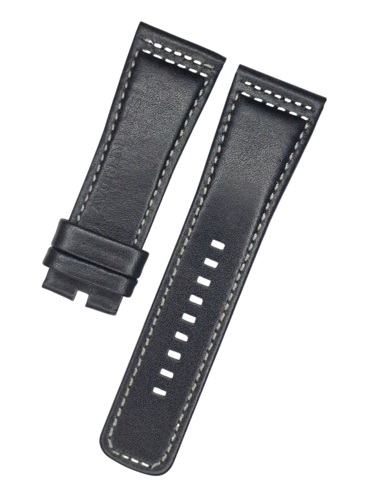 Sevenfriday 28mm Beyaz İpli Siyah Deri Saat Kordonu