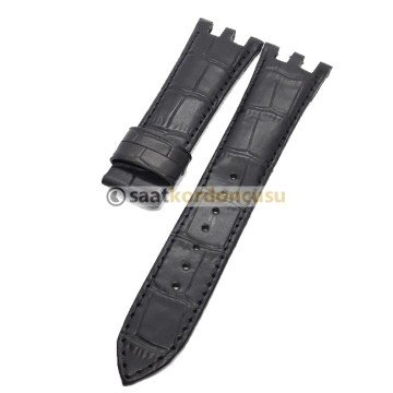 Versace Uyumlu 22mm Siyah deri Saat kordonu