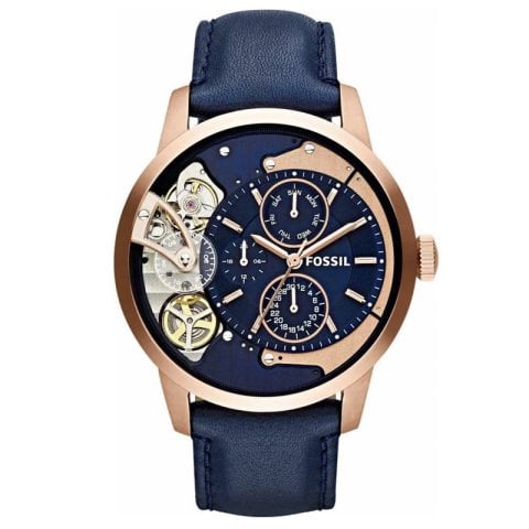 Fossil me1138 Uyumlu Lacivert Deri Saat Kordonu