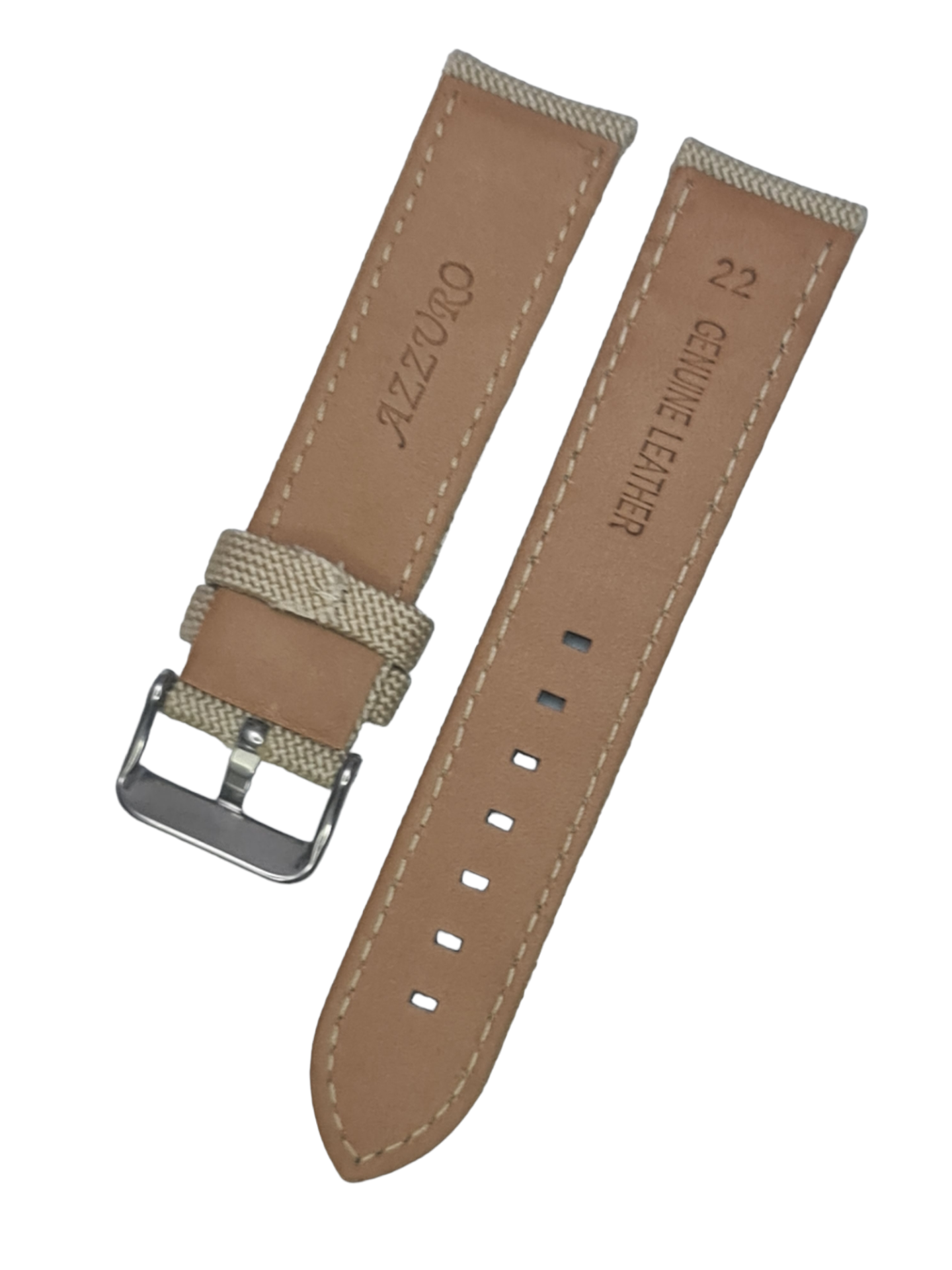 Azzuro Krem Renk Kanvas Tekstil Örme Saat Kordonu 20 MM - ROZGOLD TOKA