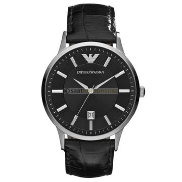 Emporio Armani AR2411 Uyumlu Siyah Deri Saat Kordonu