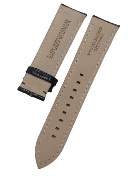 Emporio Armani AR2411 Uyumlu Siyah Deri Saat Kordonu