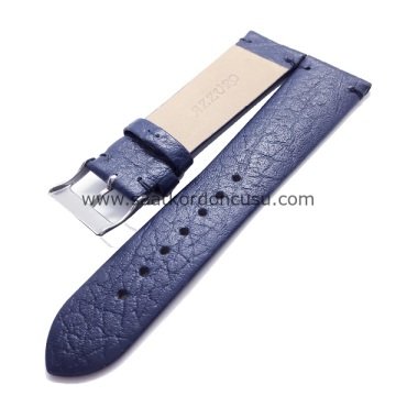 Azzuro Dikişsiz Desenli Deri Saat Kordonu LACİVERT - 22 MM