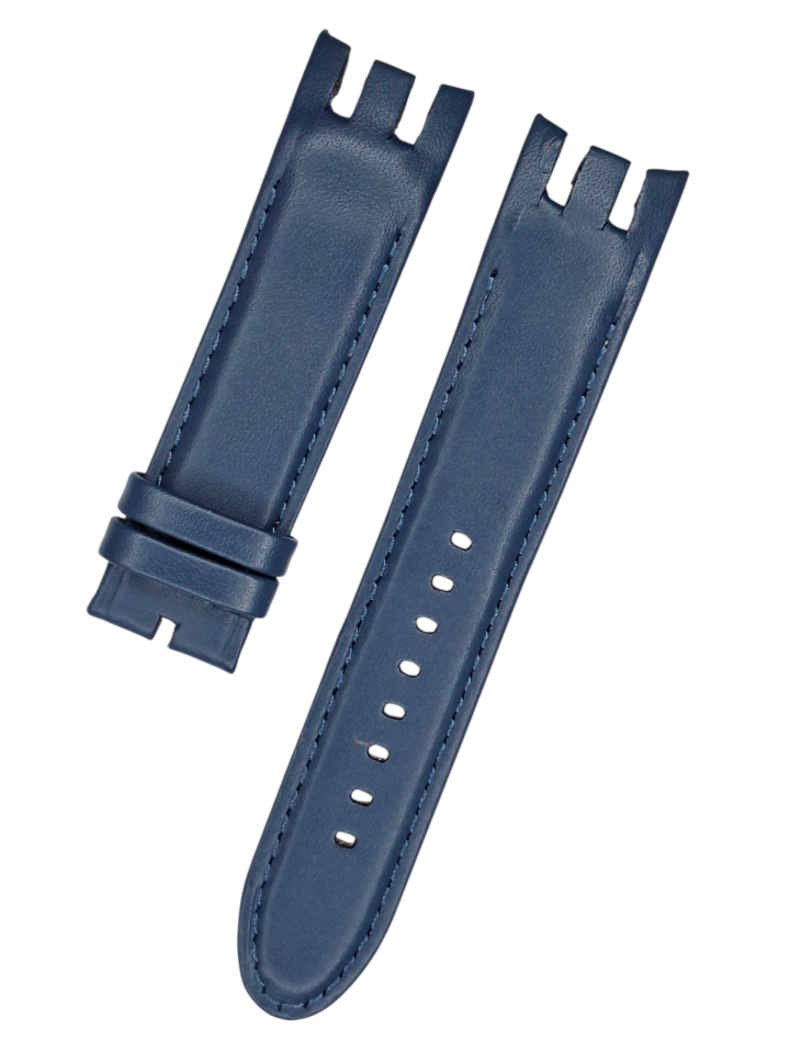 Swatch Yrs Modeli 22mm Düz Mavi Deri Saat Kordonu