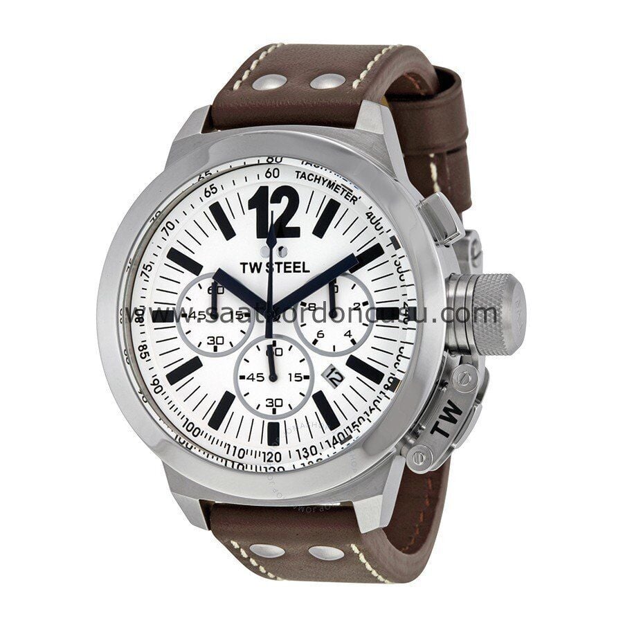 Tw steel 22mm Siyah Metalli Kahverenk Deri Saat Kordonu