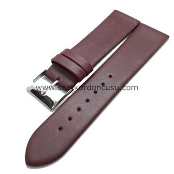 Roder Dikişsiz Deri Saat Kordonu 18 MM - BORDO