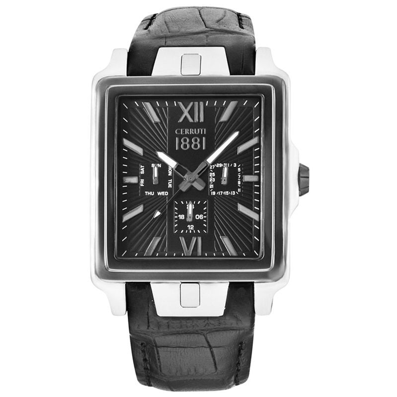 Cerruti 1881 crc013g222 El Yapımı Siyah Deri Saat Kordonu