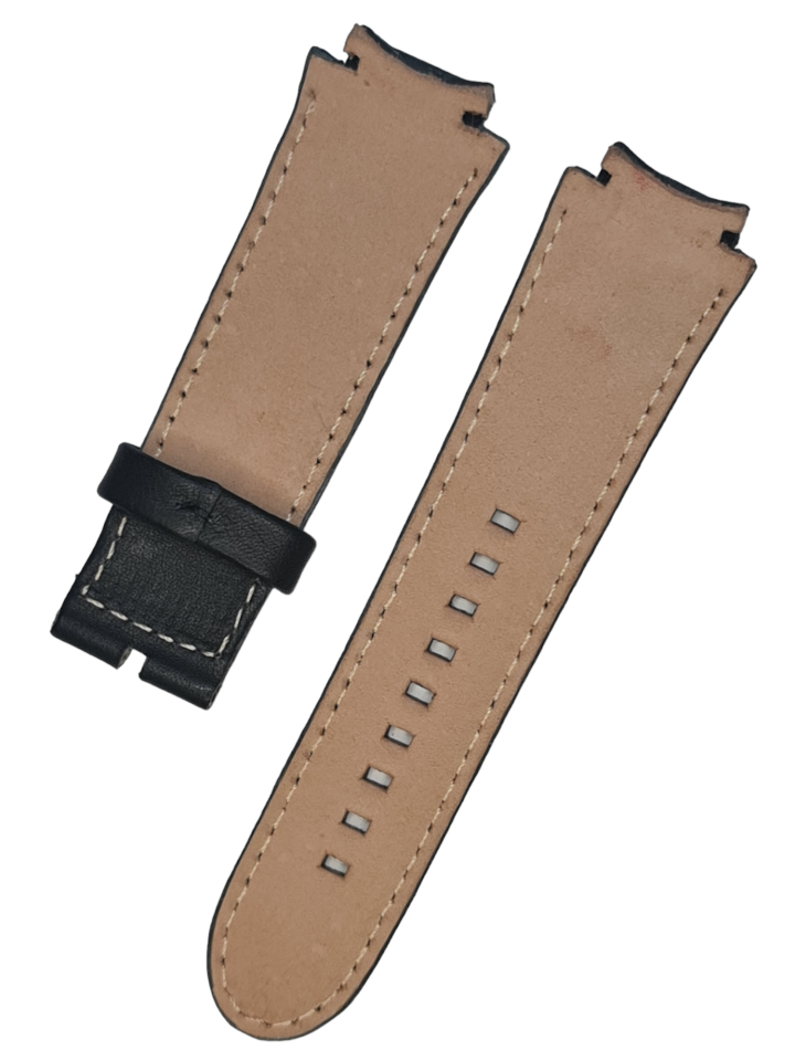 Cerruti Cra003E222G Uyumlu El Yapımı Siyah Deri Saat Kordonu