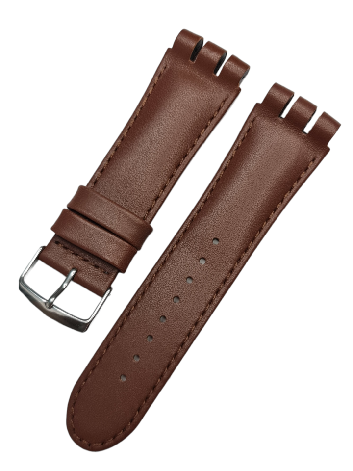 Swatch Yos Modeli 24mm Desensiz Kahverenk Deri Saat Kordonu