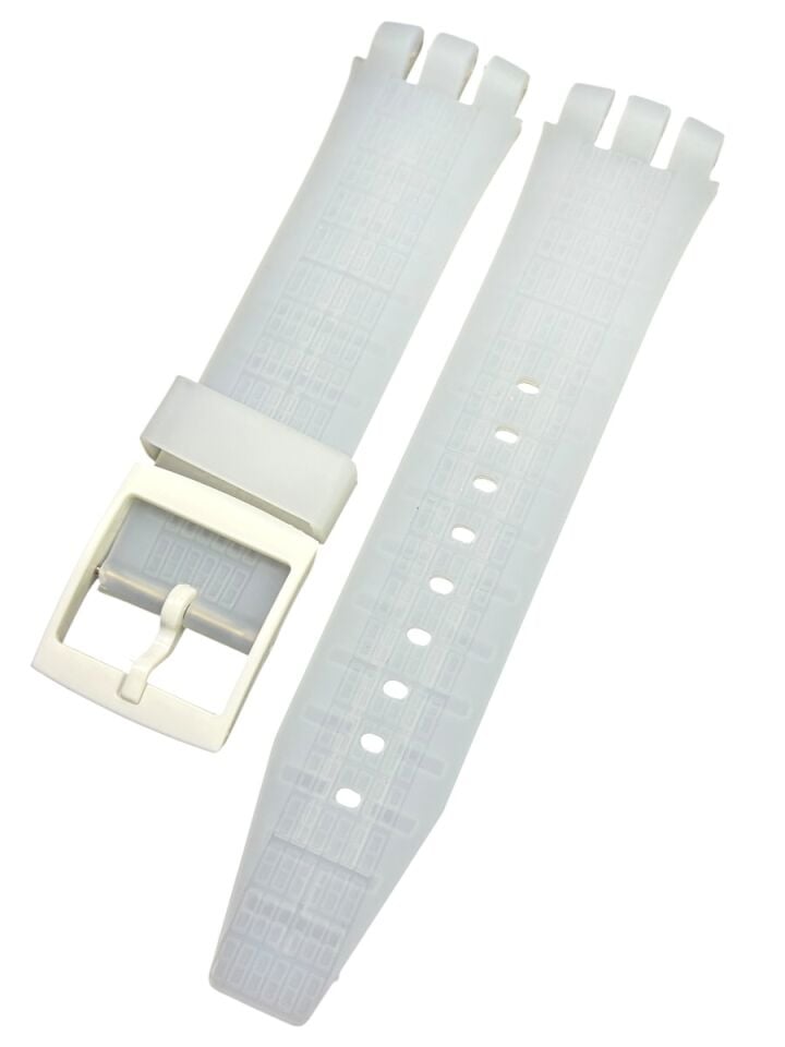 Swatch Scuba Model Uyumlu Beyaz Silikon Saat Kordonu