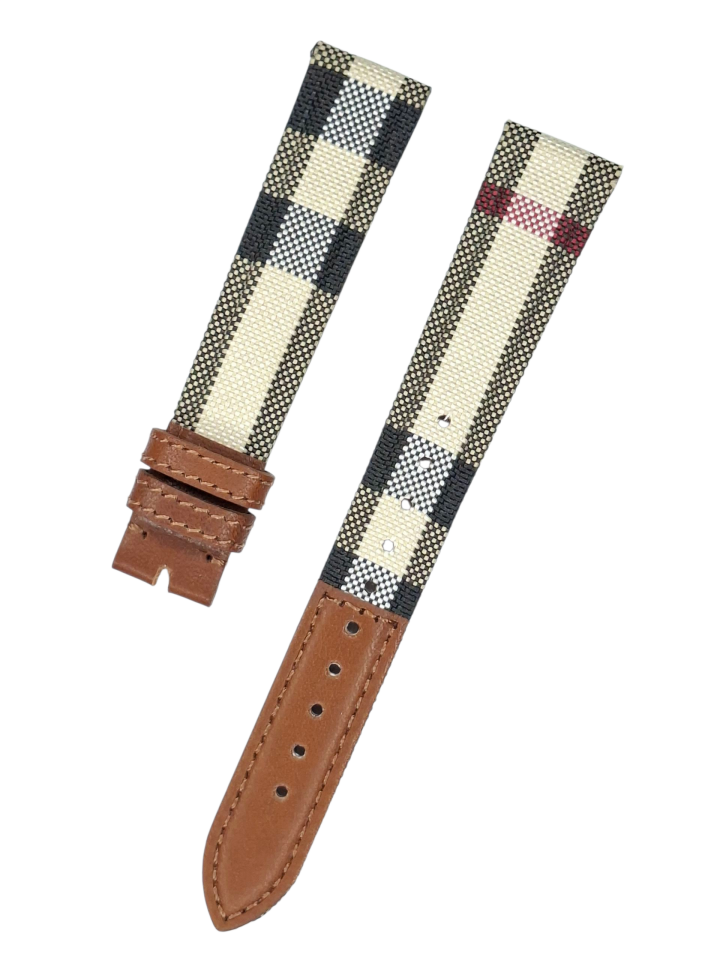 Burberry Kumaş Yüzeyli 14 mm Deri Saat Kordonu