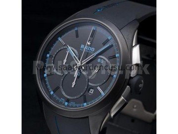 Rado Hyperchrome Mavi Logolu Siyah Silikon Saat Kordonu