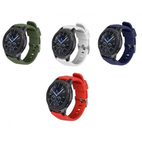22mm Mavi Samsung s3 Gear Frontier Silikon Akıllı Saat Kordonu