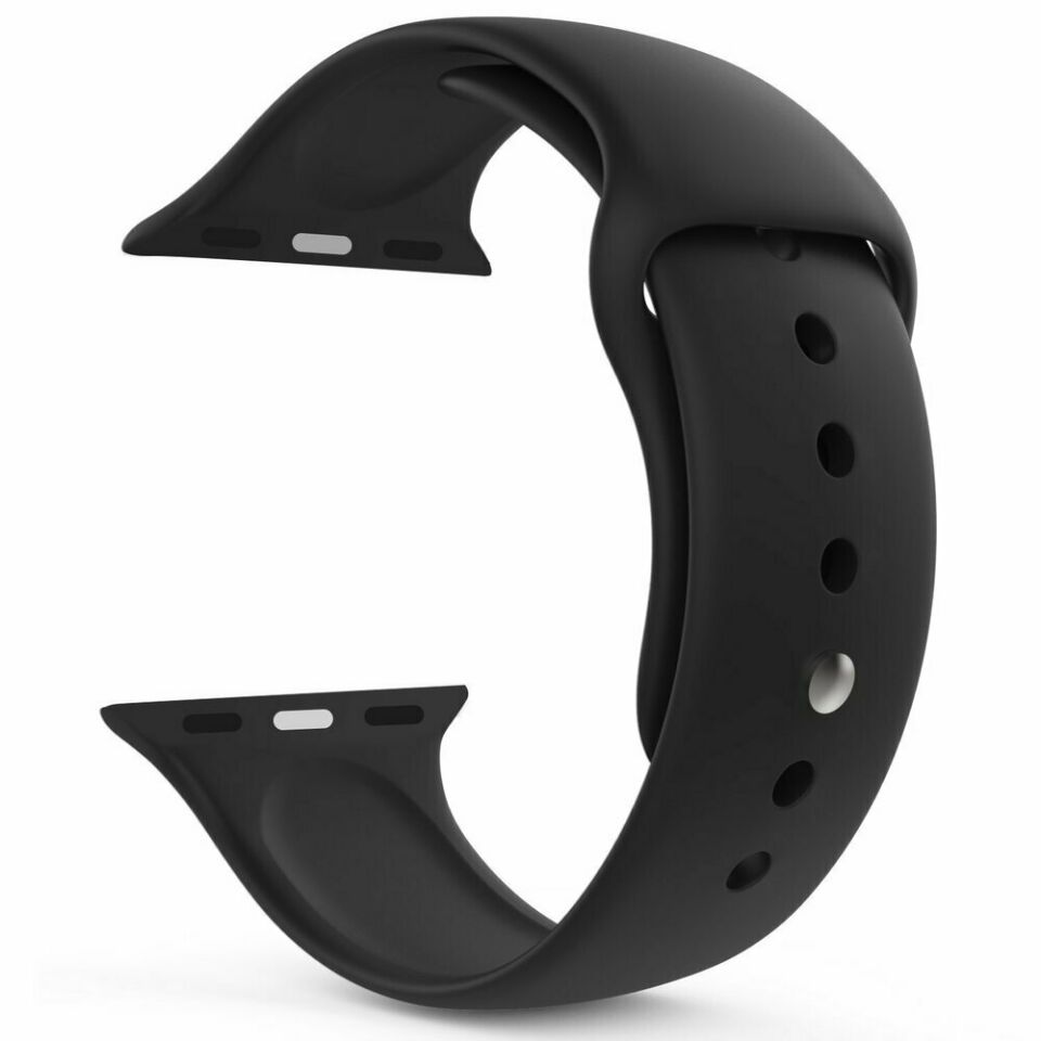 Apple Watch 42 44 45mm Siyah Silikon Akıllı Saat Kordonu