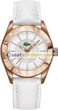 Lacoste uyumlu 20mm Beyaz Deri Saat Kordonu