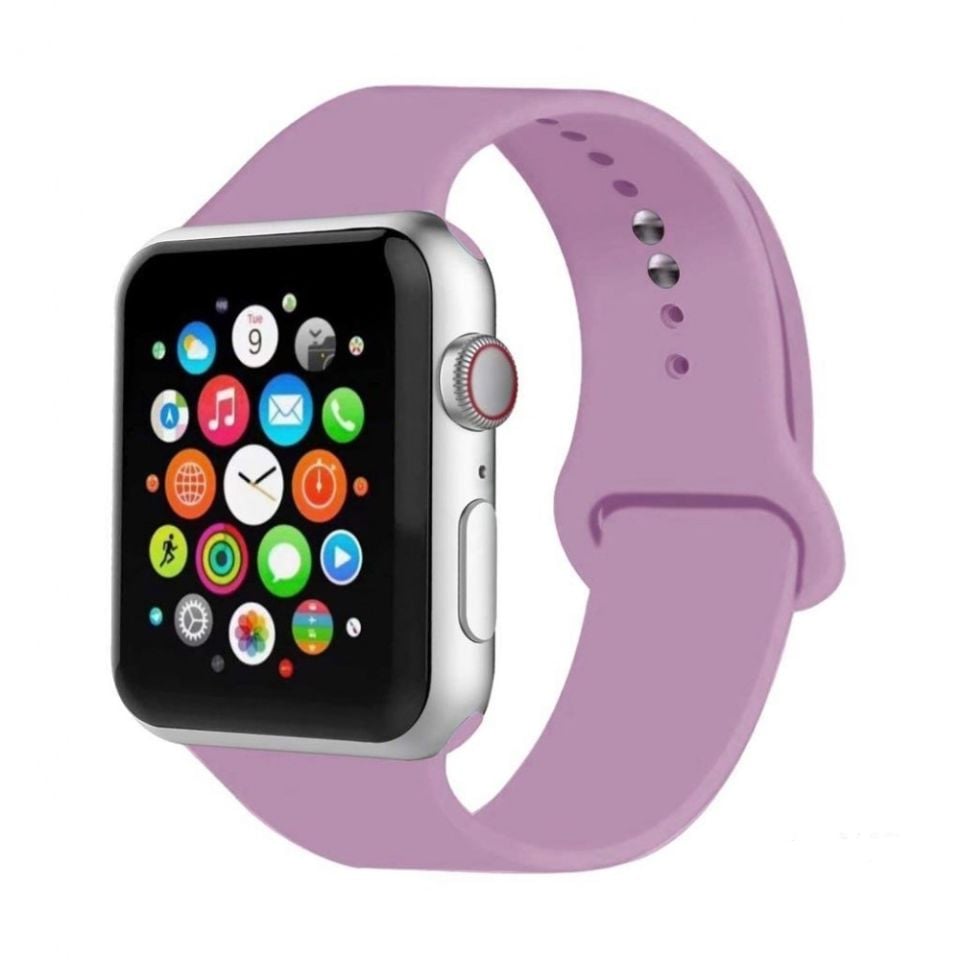 Apple Watch 42 44 45mm Lila Silikon Akıllı Saat Kordonu