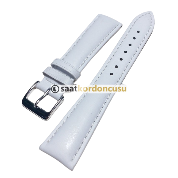 Lacoste uyumlu 20mm Beyaz Deri Saat Kordonu