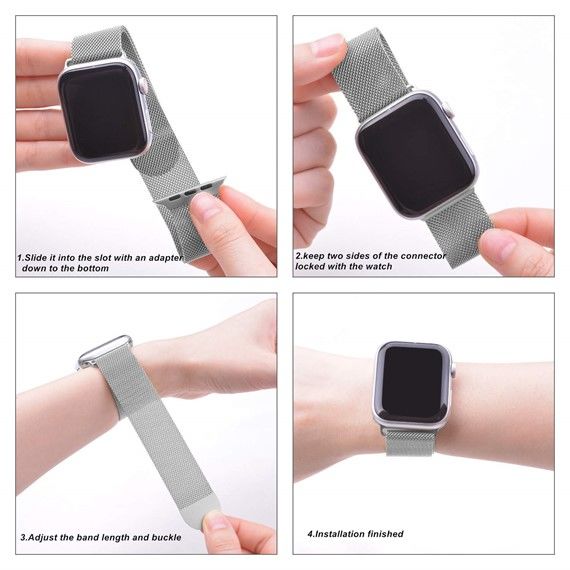 Apple Watch Milano Loop 44-45-49 mm Rozgold Hasır Metal Örme Saat Kordonu