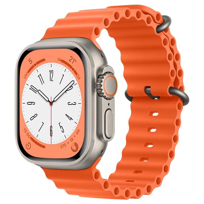 Apple Watch Ocean Loop Ultra Turuncu Silikon Kordon 5 6 7 8 42mm 44mm 49mm