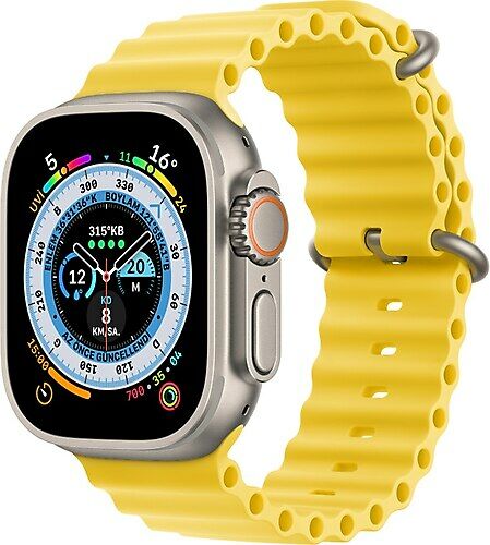 Apple Watch Ocean Loop Ultra Sarı Silikon Kordon 5 6 7 8 42mm 44mm 49mm