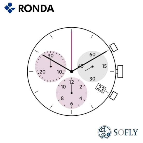 Ronda 5030 D Takvimli Krono İsviçre Quartz Saat Makinası