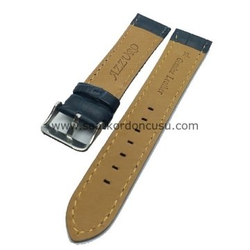 Azzuro Uzun Boy XL Deri Saat Kordonu LACİVERT - 20MM