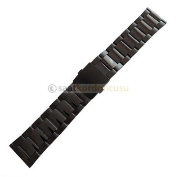 28mm Siyah Kaplama Çelik Saat Kordonu