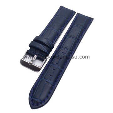 Azzuro Uzun Boy XL Deri Saat Kordonu LACİVERT - 24MM