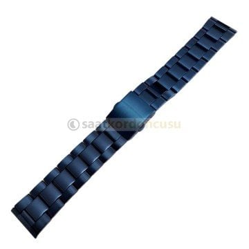 22mm Lacivert Kaplama Çelik Saat Kordonu