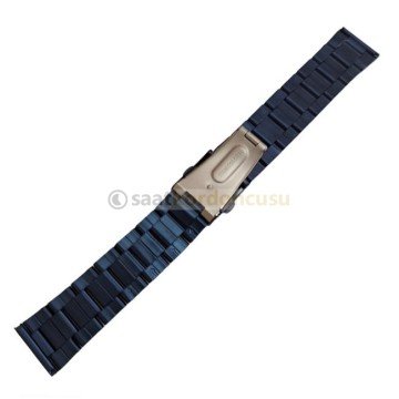 24mm Lacivert Kaplama Çelik Saat Kordonu