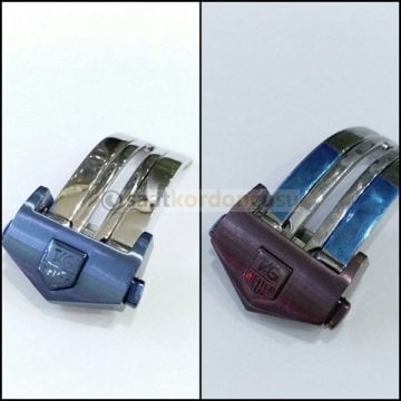 Tag Heuer Uyumlu Deri ve Silikon Kordon İçin Lacivert ve Kahverenk Kilit