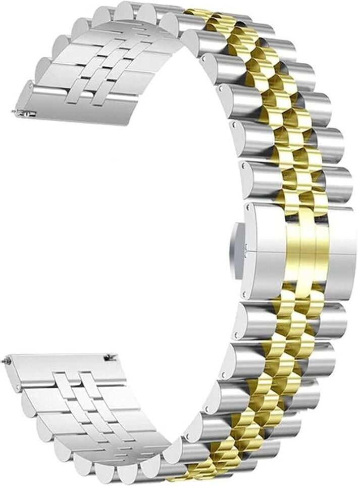 Apple Watch 41-42-44-45 İle Uyumlu Sarı-çelik Renk Klipsli Saat Kordonu