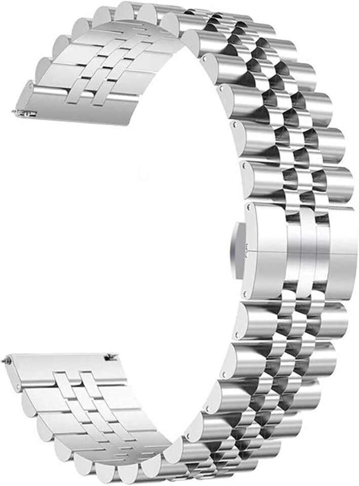 22mm Gümüş Renk Klipsli Çelik Saat Kordonu
