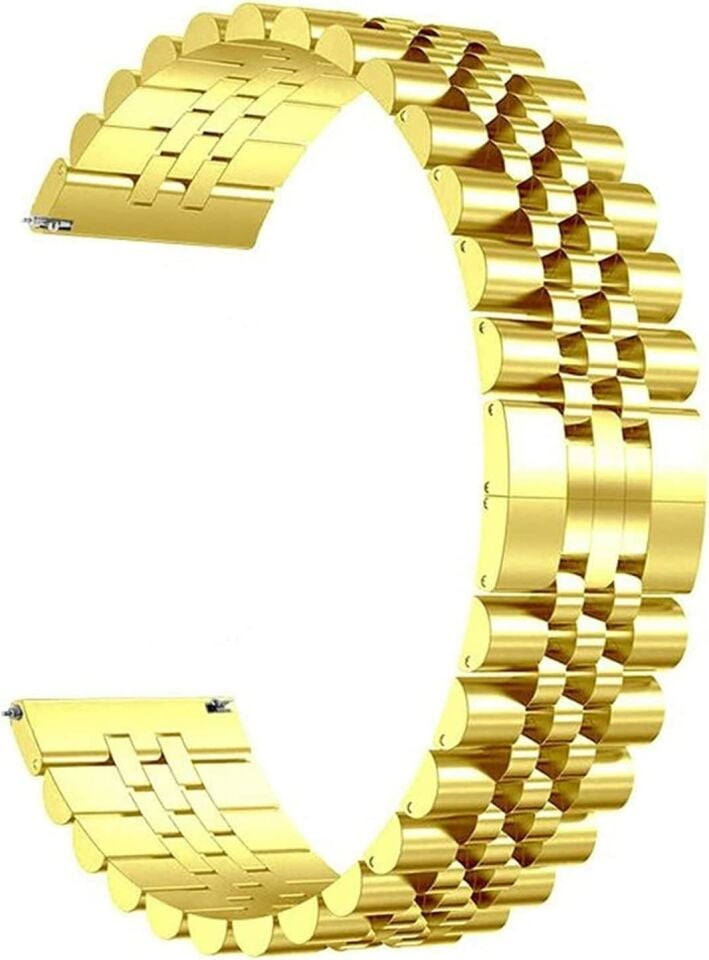 22 mm Jübile Modeli Gold Renk Klipsli Çelik Saat Kordonu