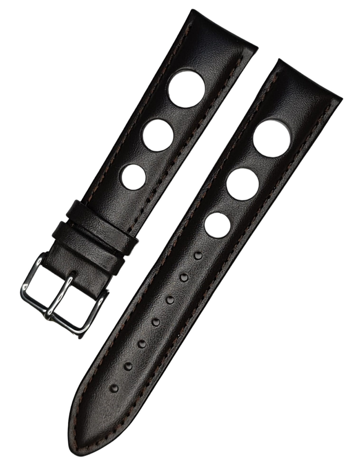 20mm Delikli Siyah Renk Desensiz Deri Saat Kordonu