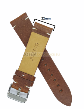 Welder Moody İçin 22mm Beyaz Dikişli Kahverengi Deri Saat Kordonu