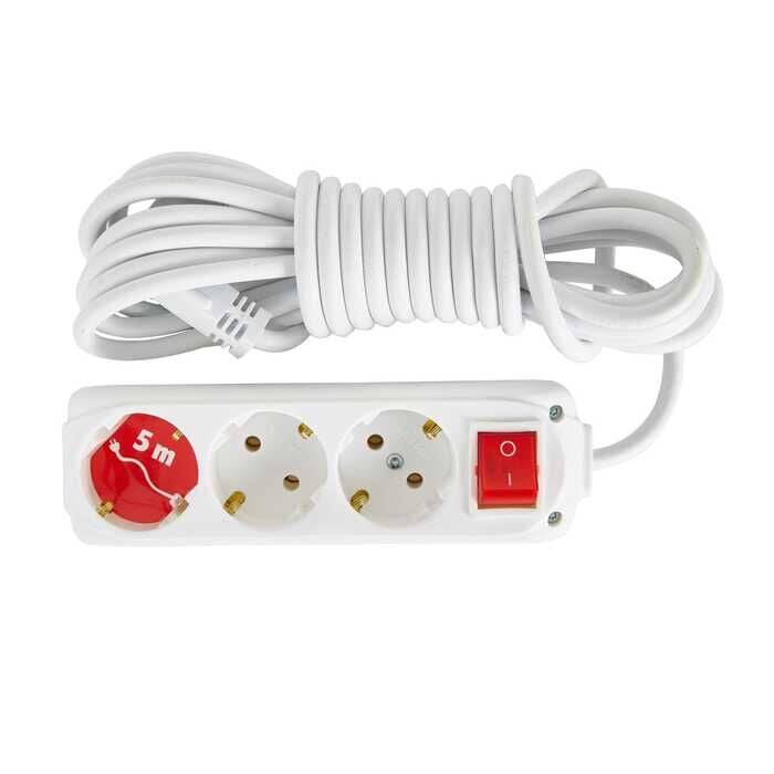 Almera 3'lü Anahtarlı Topraklı Seyyar Priz 5 Mt.