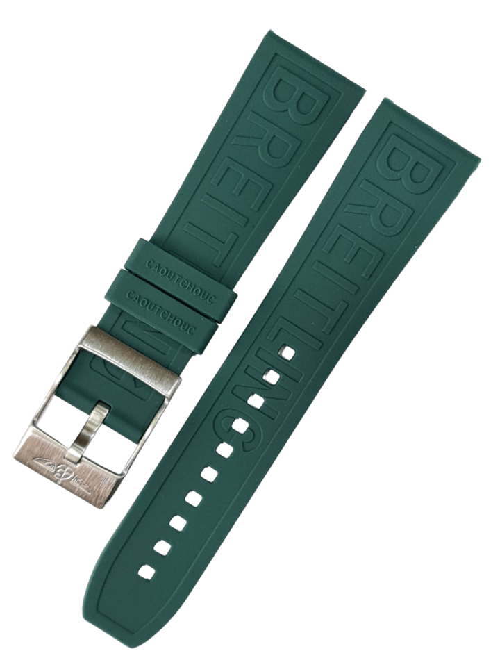 Breitling Modeli 24mm Yeşil Renk Silikon Saat Kordonu