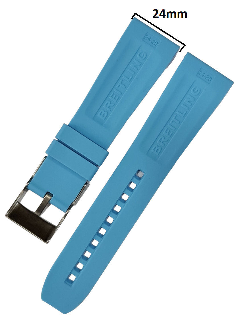 Breitling Modeli 24mm Mavi Renk Silikon Saat Kordonu
