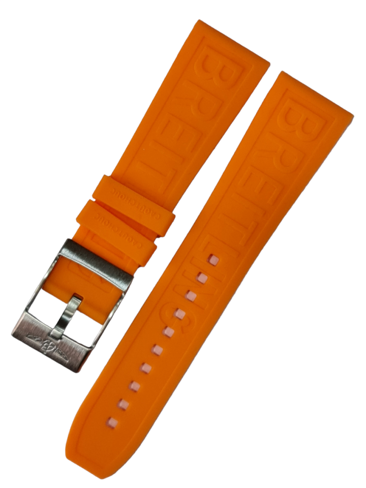 Breitling Modeli 24mm Turuncu Renk Silikon Saat Kordonu
