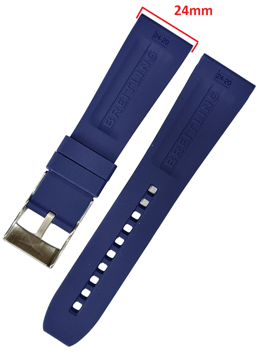 Breitling Modeli 24mm Mavi Renk Silikon Saat Kordonu