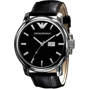 Emporio Armani Ar0428 Krokodil Desenli Siyah Deri Saat Kordonu